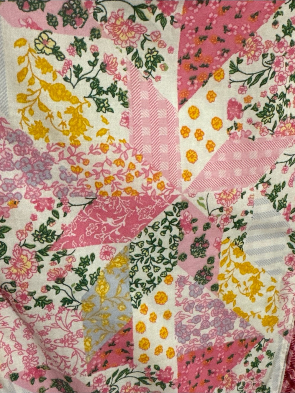 Simply Southern Pink Yellow Green Floral Patchwork Quilt dress size small EUC